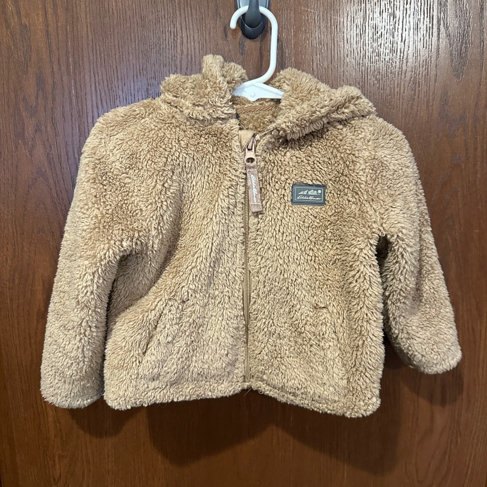 Eddie Bauer Kids Fuzzy Bear Hooded Jacket‎ Tan Size 18 Months